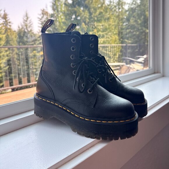 Dr. Martens Leather Platform Boots - Picture 1 of 4